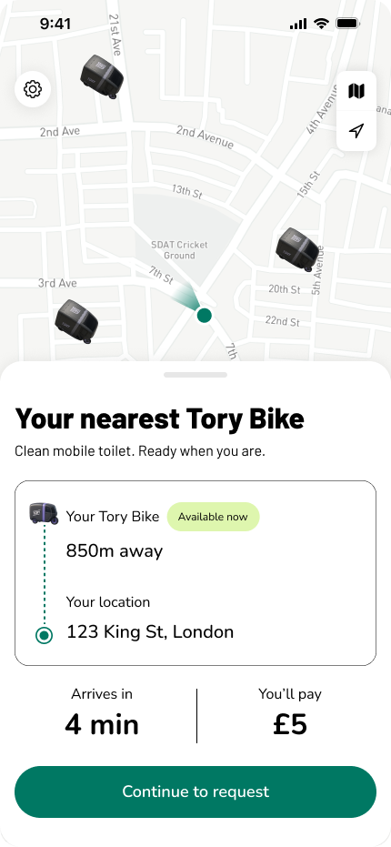 Tory driver-side route confirmation